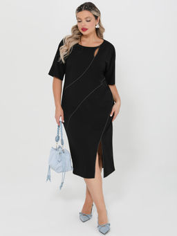 Платье 0445-1 черный нюд