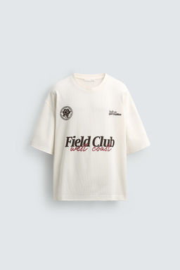 CAMISETA ESTRUCTURA ESTAMPADOS CONTRASTE / Blanco roto - Zara фото 7