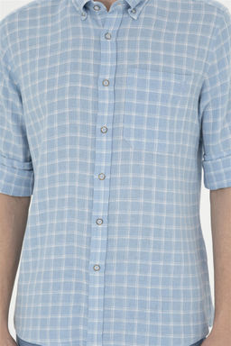 U. S. Polo Assn / Мужская голубая рубашка в клетку в клетку - U.s. polo assn фото 6