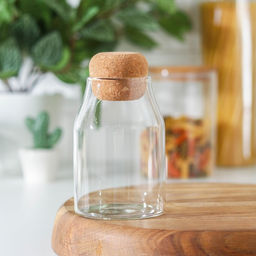 Банка для хранения сыпучих продуктов «Эко», 400 мл, 8×14 см, с пробковой крышкой, стекло