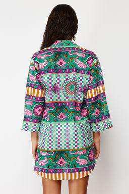 TRENDYOLMILLA Etnik Desenli Dokuma %100 Pamuk Puskullu Plaj Gomlegi TBESS20GO0163  фото 11