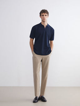 Standart Kal?p Keten G?r?n?ml? Erkek Pantolon