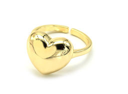 Кольцо Сердечко 15*14мм, золотистое Радуга камня