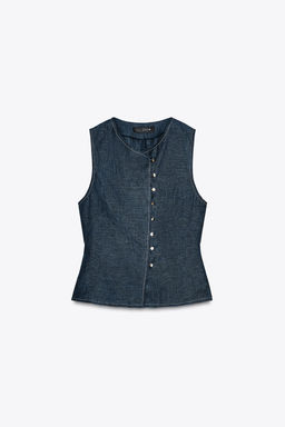 DOUBLE-BREASTED LINEN WAISTCOAT - Zara фото 24