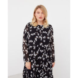 Платье женское миди MIST plus-size, чёрное-белое, размер 54