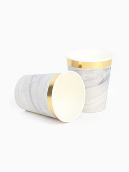 Посуда одноразовая бумажная на 20 персон, 40 предметов, мрамор белый