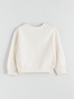 Bisiklet Yaka ?i?ekli K?z ?ocuk Sweatshirt
