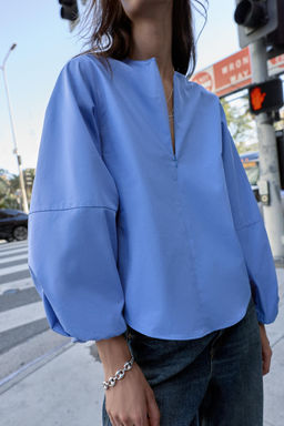 POPLIN BALLOON SLEEVE SHIRT - Zara фото 14