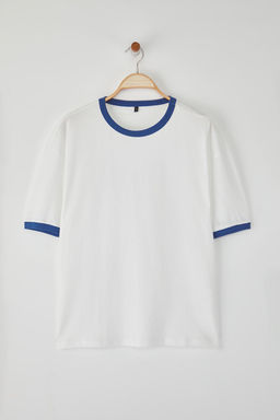 TRENDYOL MAN Unisex Saks Oversize/Genis Kesim Kollar? Seritli %100 Pamuklu T-Shirt TMNSS25TS00099 - Trendyolmilla фото 17