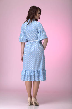 Платье ANELLI 713 голубой/горох фото 3