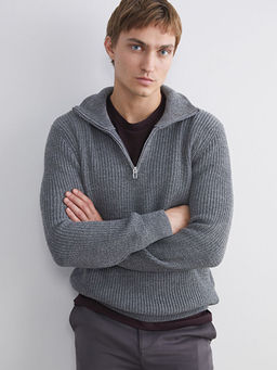 Dik Yaka Erkek Triko Kazak