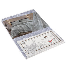 Простыня 1,5 спальная на резинке Аквилегия серый 120х200см, свесы 27см, поплин 115г/м2, хлопок 100%, упаковка классическая ПВХ 28х41см, Домашняя мода (Россия)  фото 2