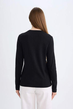 Туника-футболка с длинными рукавами и длинными рукавами в рубчик обычного кроя - Defacto фото 6