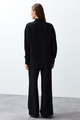 Siyah Dokuma Gomlek-Pantolon Apoletli Tak?m TWOSS24AU00095 - Trendyolmilla фото 6