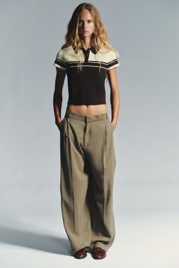 RIB KNIT POLO TOP