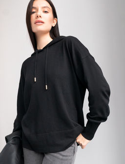 VILATTE / Худи тонкой вязки из пряжи с шерстью мериноса  фото 7