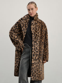 Шуба из искусственного меха с принтом / Zarina  фото 2