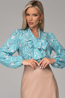 Блузка Бант (голубой/цветы) - Эльза фото 22