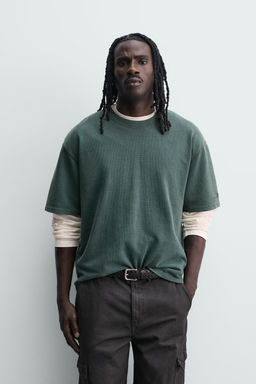 CAMISETA LAVADA ESTRUCTURA WAFFLE / Verde