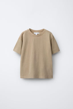 CAMISETA B?SICA EFECTO LAVADO / Beige claro