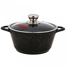 Кастрюля с антипригарным покрытием 3л, д24см "Гранит Induction", h11,5см, s0,4см, литые ручки, стеклянная крышка с пароотводом, форма "Классик волна", подарочная упаковка (Россия) Подходит для всех видов плит, включая индукционную.