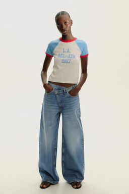 SLOGAN T-SHIRT WITH RIBBED TRIM - Zara фото 14