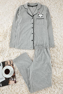 Trendyolmilla Lila Pamuklu Panda Bask?l? Orme Pijama Tak?m? THMAW21PT0245  фото 33