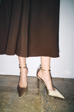 SATIN HIGH-HEEL SHOES WITH STRAP - Zara фото 9
