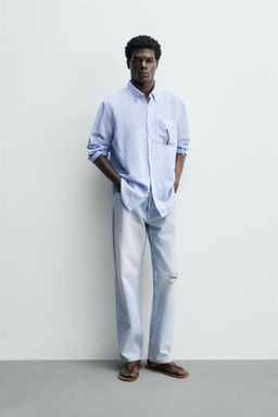 CAMISA REGULAR FIT LINO - ALGOD?N / rayas