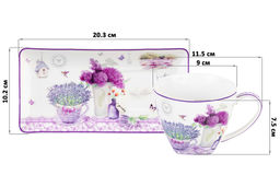 Чашка 250 мл с блюдцем для десерта 20,5*10,5*2 см Лаванда NEW BONE CHINA - Elan gallery фото 2