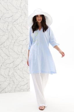 Платье-туника изо льна с вискозой - Elletto фото 3