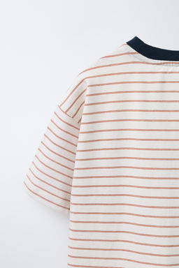 STRIPED T-SHIRT WITH CONTRAST NECKLINE - Zara фото 4