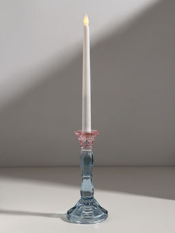 Стеклянный подсвечник на 1 свечу «Градиент. Фактура», розово-голубой, d=2.2 см, 9×9×20 см
