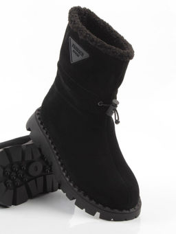 04-PAL273-1Z BLACK Ботинки зимние женские (натуральная замша, 100% шерсть)