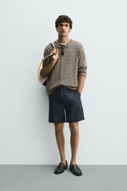 BERMUDA REGULAR FIT 100% LINO / Marino