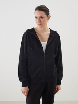 Kap??onlu Oversize Kad?n Fermuarl? Sweatshirt