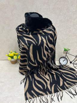 Мягкий палантин из кашемира с норвковым воротником мультицвет