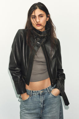 DISTRESSED 100% LEATHER JACKET - Zara фото 12