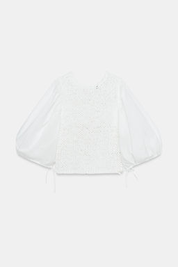 JERSEY COMBINADO PUNTO / Blanco - Zara фото 6