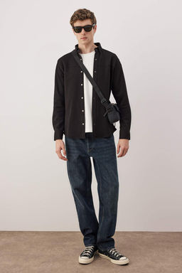 Antrasit Regular Fit Dokulu Erkek Gomlek TMNAW26GO00023 - Trendyolmilla фото 15