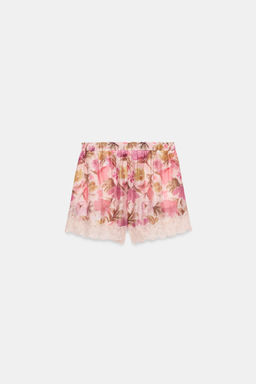 SHORTS ESTAMPADO FLORAL ENCAJE / Estampado - Zara фото 7