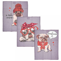 Полотенце кухонное 50х60см "Влюблены", набор 3шт, рогожка 156г/м2, хлопок 100%, на картоне, "Домашняя мода" (Россия)