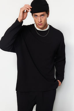 TRENDYOL MAN Siyah Oversize/Genis Kesim Limited Edition Dokulu Etiket Detayl? Sweatshirt TMNAW24SW00073 - Trendyolmilla фото 3