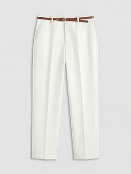 Beli Kemerli Standart Fit Kad?n Pantolon