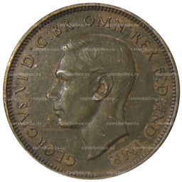 Монета 1/2 пенни 1938 года Австралия