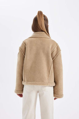 Куртка для девочки с воротником и плюшевой подкладкой - Defacto фото 6