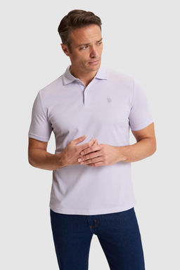 Erkek Lila Regular Fit Polo Yaka Basic Ti__rt