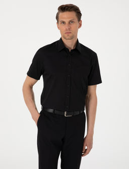 Siyah Regular Fit Uzun Kollu Basic G_mlek