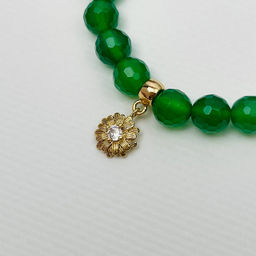 Браслет из зеленого Кварца и Цитрина с подвеской Цветок 18 см - Радуга самоцветов фото 2