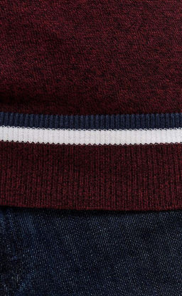 Пуловер однотонный мужской с V-образной горловиной F021-15-0046 bordo melange - Fine joyce фото 7
